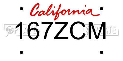 167ZCM California License Plate