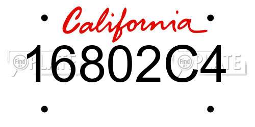 16802C4 California License Plate