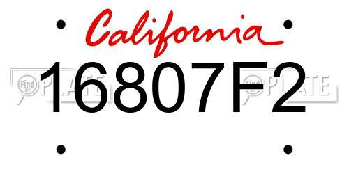16807F2 California License Plate