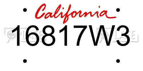 16817W3 California License Plate