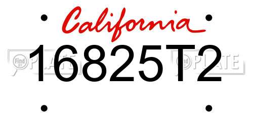 16825T2 California License Plate