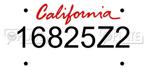 16825Z2 California License Plate