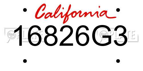 16826G3 California License Plate