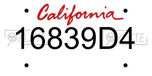 16839D4 California License Plate