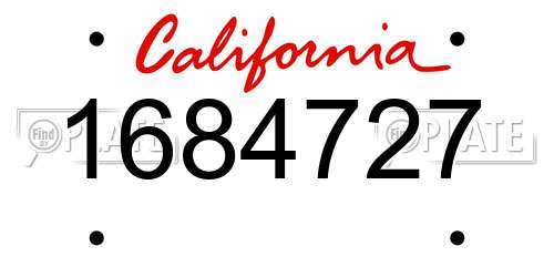 1684727 California License Plate