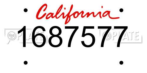 1687577 California License Plate