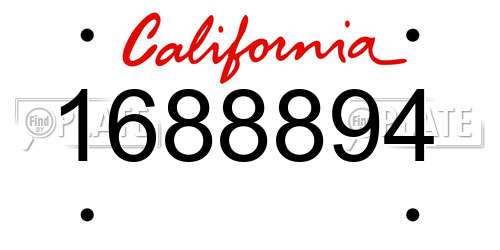 1688894 California License Plate