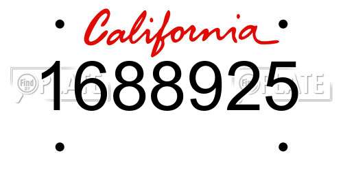1688925 California License Plate