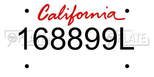 168899L California License Plate