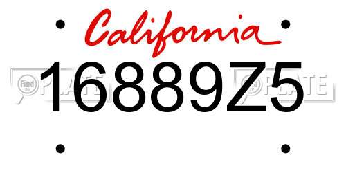 16889Z5 California License Plate