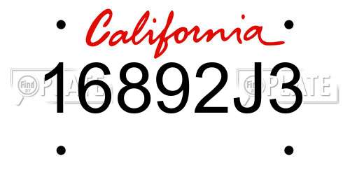 16892J3 California License Plate