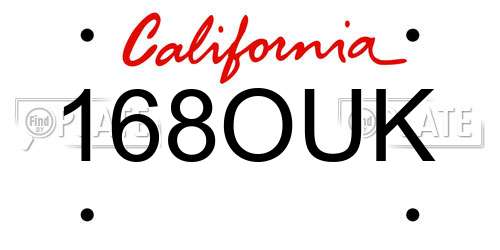 168OUK California License Plate