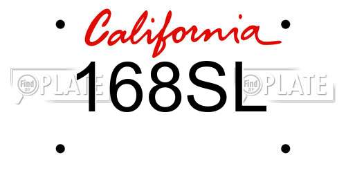 168SL California License Plate