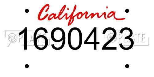 1690423 California License Plate