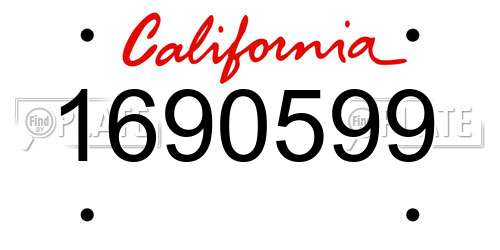 1690599 California License Plate