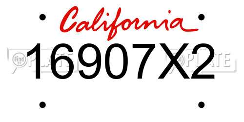 16907X2 California License Plate