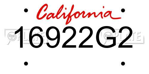 16922G2 California License Plate