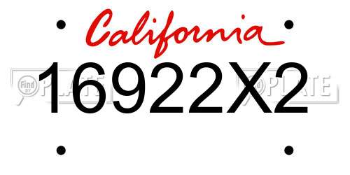 16922X2 California License Plate