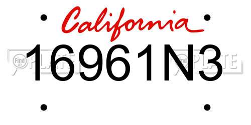 16961N3 California License Plate