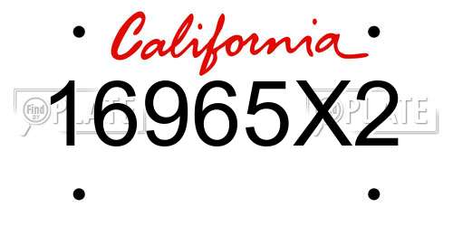 16965X2 California License Plate