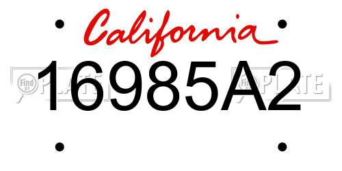 16985A2 California License Plate