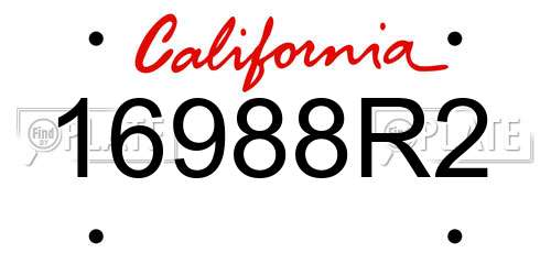 16988R2 California License Plate