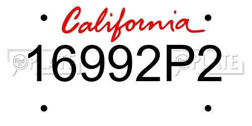 16992P2 California License Plate