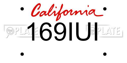 169IUI California License Plate