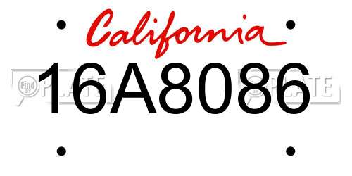 16A8086 California License Plate