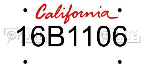 16B1106 California License Plate