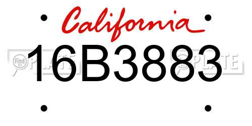 16B3883 California License Plate