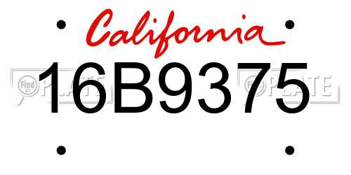 16B9375 California License Plate