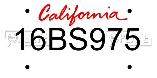 16BS975 California License Plate