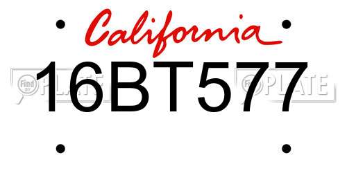 16BT577 California License Plate