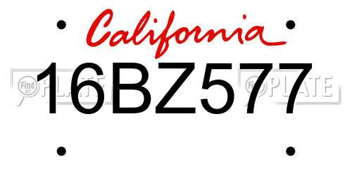 16BZ577 California License Plate