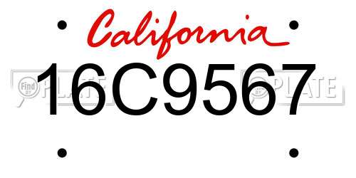 16C9567 California License Plate