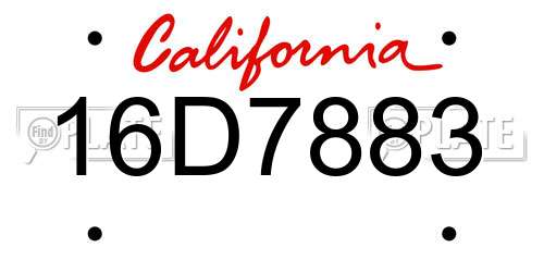 16D7883 California License Plate