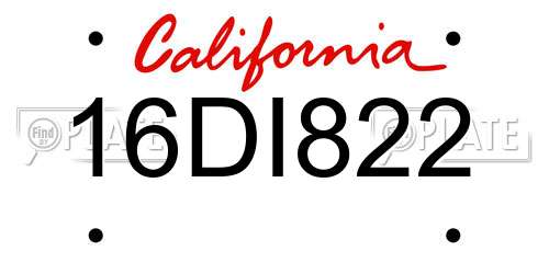 16DI822 California License Plate