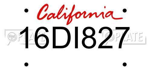 16DI827 California License Plate