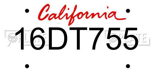 16DT755 California License Plate