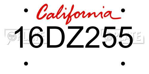 16DZ255 California License Plate