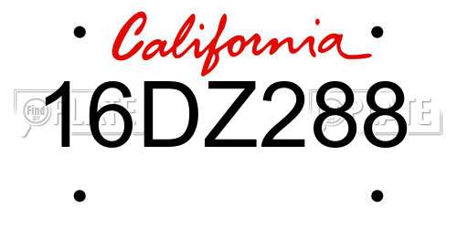 16DZ288 California License Plate