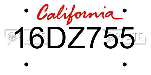 16DZ755 California License Plate