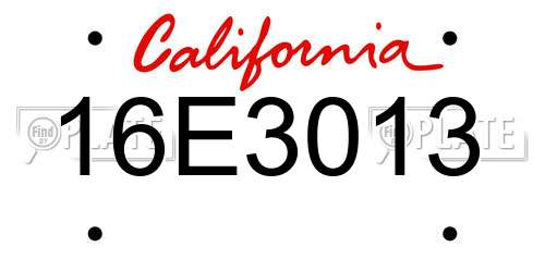 16E3013 California License Plate