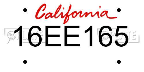 16EE165 California License Plate
