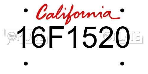 16F1520 California License Plate