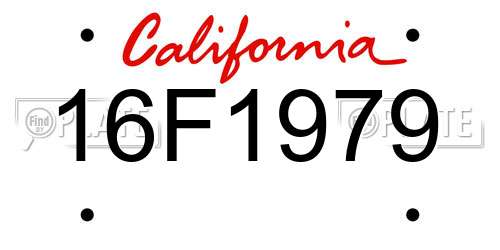 16F1979 California License Plate