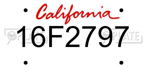 16F2797 California License Plate