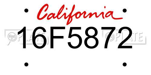 16F5872 California License Plate