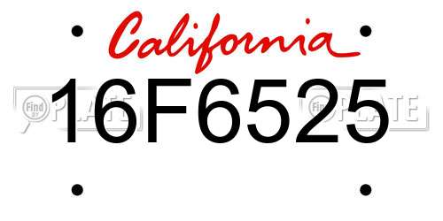 16F6525 California License Plate